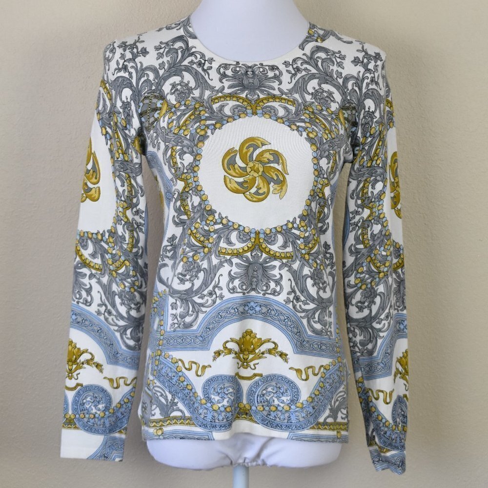 J. McLaughlin Printed Long Sleeve Button Back Sweater - Picture 3 of 9